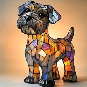 Stained Glass Dog Lamp - Multicolor NWT